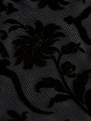 Floral Flocked Sheer Mesh Long Sleeve Cardigan for Women - Elegant V-Neck Polyester Blend (95% Polyester, 5% Elastane) - Short Length Knit Fabric All Season Stylish Top voguable