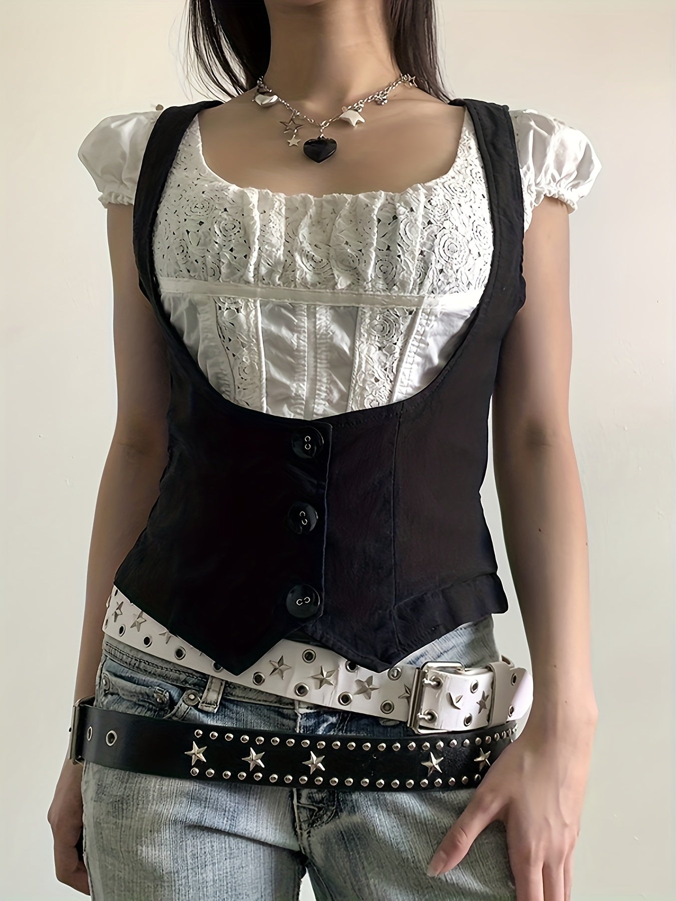 Y2K Casual Street Row Button Tailcoat Flap Sleeveless Low-Cut Shapewear Slimming Waistcoat Vest for Women voguable