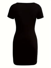 Side Slit Bowknot Bodycon Short Sleeve Dress voguable