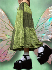 Patchwork Graphic Print Skirt, Elegant & Vacation Drawstring Midi Skirt For Spring & Summer, Women's Clothing voguable