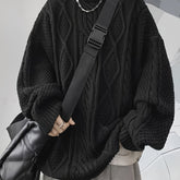 Men'S Fashion Oversized Pullover Sweater, Acrylic 100% High Neck Knit Fabric, Casual Solid Color, Slight Stretch, Regular Fit for Fall/Winter - Teen & Adult, Plus Size voguable