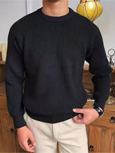 Plus Size Solid Textured Sweater - Men's Fashion Casual Knit Pullover for Spring Fall Winter - Men's Clothing gotmes-shop