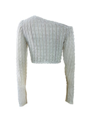 Off Shoulder Cutout Slim Tops, Mature Texture Slanted Shoulders Long Sleeve Fits Tunics Tops, Women's Clothing voguable