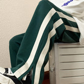 Casual Color Blocking Striped Straight Leg Pants - Men's Drawstring Trousers for Outdoor - Stylish Gift voguable