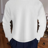 Men'S Casual Crew Neck Ribbed Knit Sweater, Polyester 95% Spandex 5% Solid Color Long Sleeve Top, Slight Stretch Loose Fit for Hiking & Outdoor, 240g/m² Knit Fabric, Spring/Fall/Winter Wear gotmes-shop