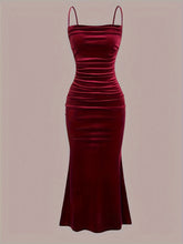 Elegant Directional Dress, Velvet Dress, Spaghetti Strap Bustier Mermaid Dress, Graceful Dress, Valentine'S Day Dress, Party Gown. voguable