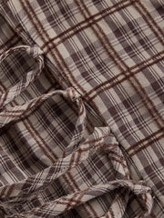 Vintage Beige Plaid Midi Dress for Women with Front Right Side Ruched Tie Detail - Sleeveless, Polyester, Machine Washable - Ideal for Spring/Summer/Fall voguable