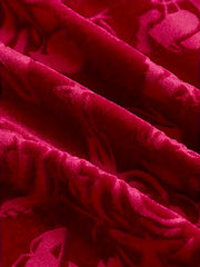 Vintage Red Velvet Maxi Dress for Women with Floral Pattern, V-Neck, and Spaghetti Straps - Polyester Blend, Machine Washable, Flowing Mermaid Hem, Special Occasion Dress|Elegant Maxi Gown|Polyester Velvet Dress voguable