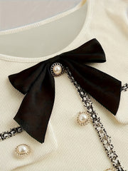 Elegant Long Sleeve A-line Dress - Button Front Bow Decor, Spring & Fall, Women's Clothing voguable