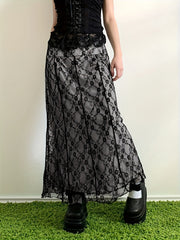 Vintage Double Layer Design Midi Skirt, Loose Skirt For Spring & Summer, Women's Clothing voguable