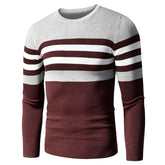 Voguable 4XL Men Autumn New Casual Striped Thick Fleece Cotton Sweater Pullovers Men Outfit Fashion Vintage O-Neck Coat Sweater Men voguable