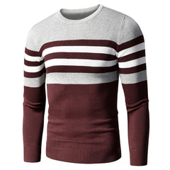 Voguable 4XL Men Autumn New Casual Striped Thick Fleece Cotton Sweater Pullovers Men Outfit Fashion Vintage O-Neck Coat Sweater Men voguable