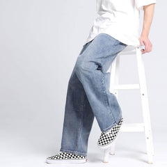 Voguable Men's and women's jeans American loose denim daddy pants men's oversize straight wide-leg mopping wash jeans trend streetwear voguable