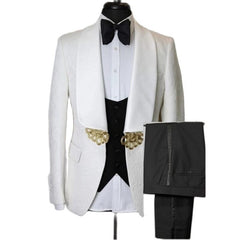 Voguable 3 Pieces Men Suits For Wedding 2023 Custom Made Classic White Blazer Business Prom Suits Groomsmen Groom Mens Tuxedo voguable