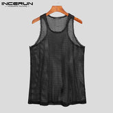 Voguable Fashion America Style New Men's Sexy Mesh Sleeveless Vests See Through Breathable Leisure Wear Stretch Tank Tops S-5XL 7 voguable
