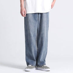 Voguable Men's and women's jeans American loose denim daddy pants men's oversize straight wide-leg mopping wash jeans trend streetwear voguable