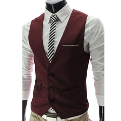 Fashion Men Waistcoat Vest Solid Color V Neck Sleeveless Buttons Blazer Plus Size Formal Business Jacket chalecos para hombre voguable