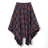 New Spring High Waist Red Plaid Split Joitn Loose Big Hem Half-body Skirt Women Fashion Tide All-match voguable