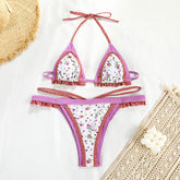 Voguable Triangle bikini set patchwork swimwear women 2022 Sexy micro women's swimsuit Ruffle bathing suit Elegant 2 pieces set voguable