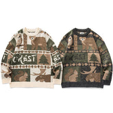 Voguable Winter Vintage Sweater Men New Japanese Cute Bear Couples Knitted Sweater Pullover Hip Hop Harajuku Streetwear Men Clothing Tops voguable