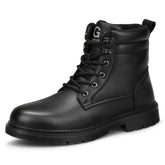 Waterproof Leather Safety Boots For Men Winter Velvet Metal Steel Toe Black Work Boots Indestructible Industrial Welding Boots voguable
