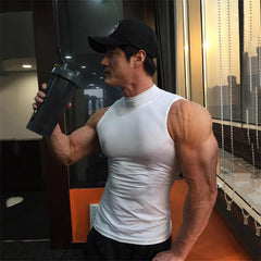 Voguable Compression Gym Sleeveless Shirt Workout Tank Top Men Bodybuilding Tight Clothing Fitness Mens Sports Vests Muscle Man Tank Tops voguable