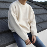 Voguable/men's wear sweater autumn and winter loose all-match Korean style vintage oversize kintted sweater round collar pullover voguable