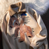 Voguable Thick Warm Polo Collar Vintage Hoodies Women Korea 2020 Winter Bear Print Sweatshirt Velvet Loose Harajuku Oversized Top Teens voguable