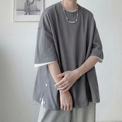 Simple Solid Color White Tee Spring Summer Vacation Mens T Shirts Breathable Cotton Retro T Shirt Loose Comfortable High Quality voguable