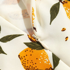 Women Dresses Summer Flutter Sleeve Lemon Print Mini Beach Dress Sweetheart Neck Twist Back Cut Out Fit Flare Short Dress voguable