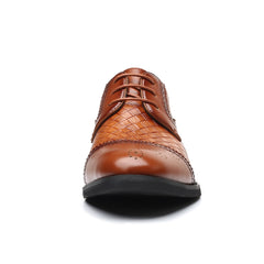 Weaving Formal Shoes For Men Brown Leather Men's Shoes Fashion Stitching Elegant Mans Autumn Footwear Male Wedding Shoes voguable