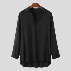 Voguable Men Shirt Korean Style Streetwear Casual Long Sleeve Fashion Brand Shirts Masculina Lapel Solid Color Chic Camisa S-5XL INCERUN voguable