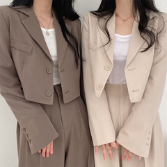Korean Style Office Lady Blazer Sets Autumn Loose 2 Two Piece Set Women Long Sleeve Short Suit Coat + Straight Suit Pants Suits voguable