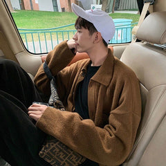 Voguable Oversize Cardigan Men Thick Ins Autumn and Winter Retro Loose Casual Button Solid Color Couple Knit Mens Cardigan Sweater Coat voguable