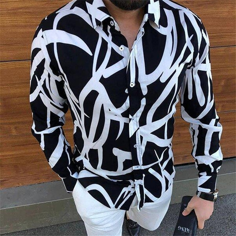 Voguable Men 2022 Spring New Skull Print Shirt Men Fashion Trend Personality Casual Rhinestones Slim Long Sleeve Dress Shirt Men voguable