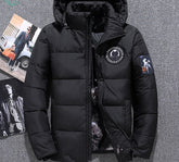 Voguable Men's Winter White Duck Down Jacket Spaceman Epaulettes Thick Warm Parkas for Men Windbreaker Snow Down Hooded Parkas Snow Coat voguable