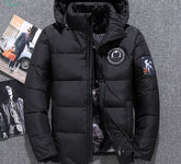 Voguable Men's Winter White Duck Down Jacket Spaceman Epaulettes Thick Warm Parkas for Men Windbreaker Snow Down Hooded Parkas Snow Coat voguable