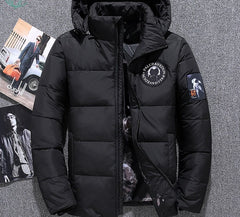 Voguable Men's Winter White Duck Down Jacket Spaceman Epaulettes Thick Warm Parkas for Men Windbreaker Snow Down Hooded Parkas Snow Coat voguable