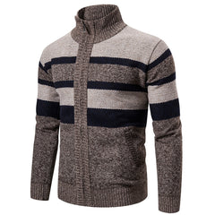 New Autumn Winter Cardigan Men Sweaters Jackets Coats Fashion Striped Knitted Cardigan Slim Fit Sweaters Coat Mens Clothing voguable