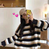 Voguable Women's sweater korean stripe casual kpop Top harajuku vintage dropshipping clothing Knitted Long sleeve oversize kawaii clothes voguable
