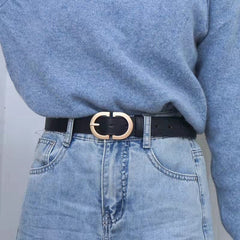 105cm Female Fashion Belt Simple Metal Buckle Belt for Women Black Suit Jeans Clothing Accessories voguable