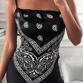 Voguable Summer Sleeveless Sling Women Cashew Sleeveless Vest Skinny Camis Tank Top Casual Female Short Bellyband Sexy Crop Tops voguable