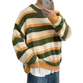 Voguable 2022 Striped Sweater Men Autumn Winter Korean Style Loose Pullover Harajuku Streetwear Casual Long Sleeve Couples Knitwear Tops voguable