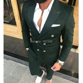 Voguable Slim Fit Double Breasted Men Suits for Wedding Prom 2 Piece Custom Groom Tuxedos Male Fashion Costumes Set Jacket with Pants voguable