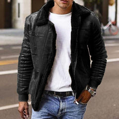 Voguable 2022 Hot Sale Jacket Men Fashion Casual Loose Autumn Winter Men Turn Down Collar Long Sleeve Suede Warm Coat Motorcycle Jacket voguable