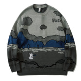 Voguable Harajuku vintage rabbit ugly sweater streetwear pullover men super cute anime knitwear sweating video hip hop grandpa sweater voguable