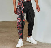 Voguable American Style New Men's Trousers Loose Comeforable Casual Solid Color Pantalons Stitching Printed Wide-leg Pants S-5X voguable