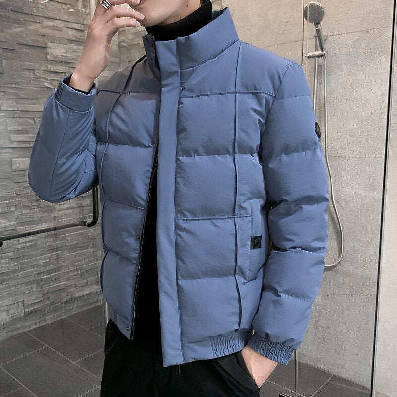 Voguable Stand Collar Winter Jacket Men 2021 Fashion New Down Padded Jackets Youth Fashion Black Warm-Keeping Down Cotton Overcoat 4XL voguable