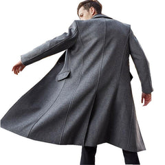 Voguable British Style Long Wool Trench Coat Men 2021 Winter Mens Cashmere Coat Slim Fit Extra Long Overcoat Windbreaker Manteau Homme voguable
