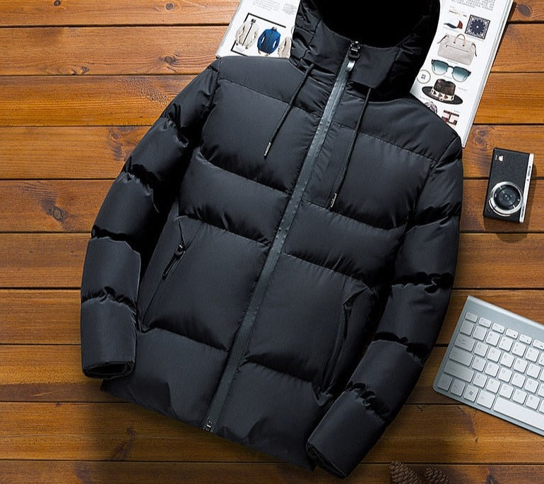 Voguable Quality Mens Parka Winter Jacket Men New Cotton Padded Puffer Jackets Men Fashion Top Zipper Up Solid Color Outerwear Coats voguable